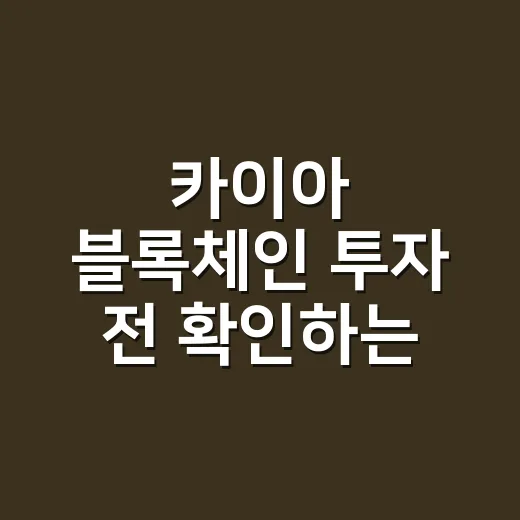 카이아 블록체인 투자 전 확인하는 방법 - 요약