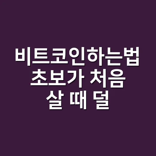 비트코인하는법 초보가 처음 살 때 덜 흔들리는 방법 - 요약
