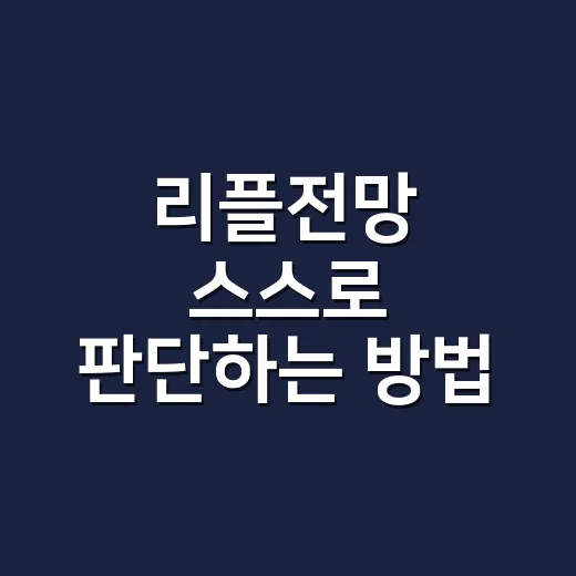 리플전망 스스로 판단하는 방법, 초보자가 꼭 봐야 할 5가지 - 요약