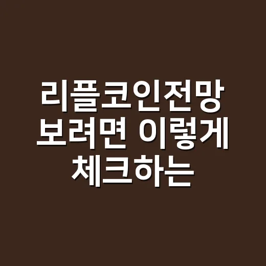 리플코인전망 보려면 이렇게 체크하는 방법 - 요약
