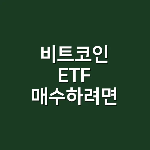 비트코인 ETF 매수하려면 이렇게 확인하고 들어가는 방법 - 요약