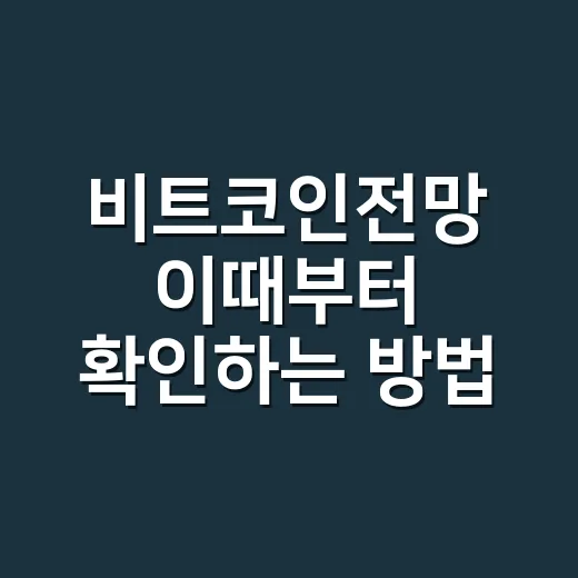비트코인전망 이때부터 확인하는 방법, 초보가 덜 흔들리는 기준 - 요약