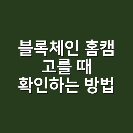 블록체인 홈캠 고를 때 확인하는 방법 - 요약