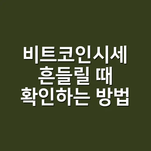 비트코인시세 흔들릴 때 확인하는 방법 - 요약