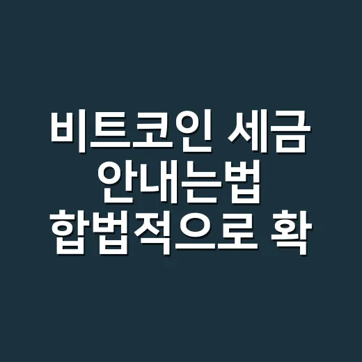 비트코인 세금 안내는법 합법적으로 확인하는 방법 - 요약