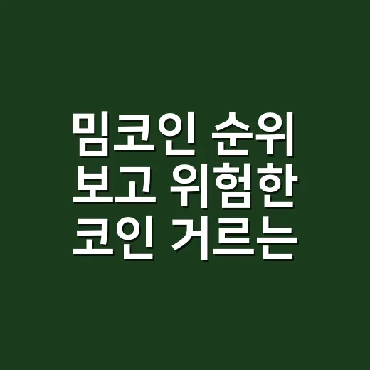 밈코인 순위 보고 위험한 코인 거르는 방법 - 요약