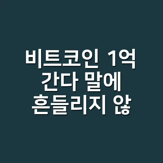 비트코인 1억 간다 말에 흔들리지 않는 방법 - 요약