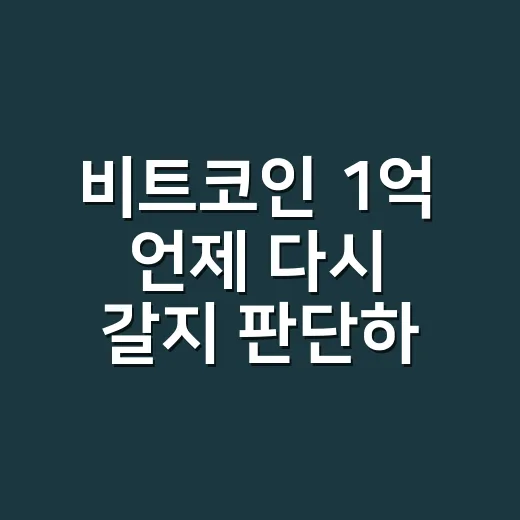 비트코인 1억 언제 다시 갈지 판단하는 방법 - 요약