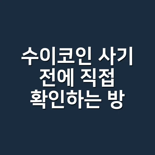 수이코인 사기 전에 직접 확인하는 방법 - 요약