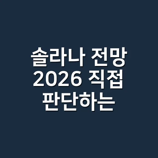솔라나 전망 2026 직접 판단하는 방법 - 요약
