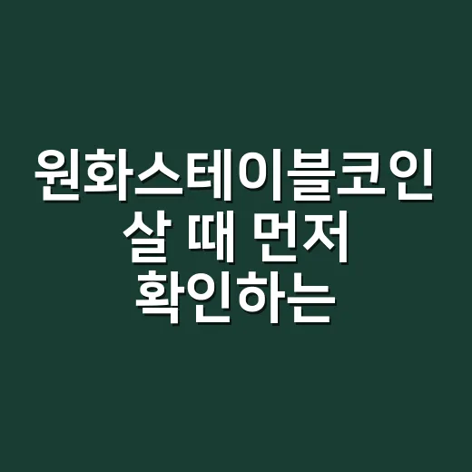 원화스테이블코인 살 때 먼저 확인하는 방법 - 요약