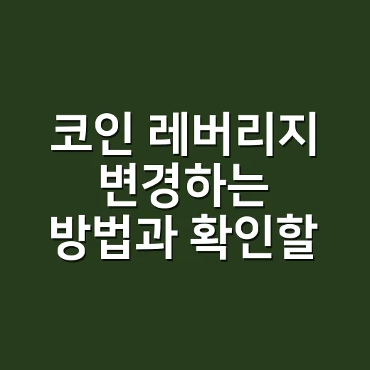 코인 레버리지 변경하는 방법과 확인할 것 - 요약