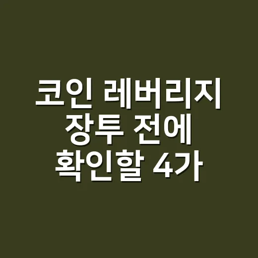 코인 레버리지 장투 전에 확인할 4가지 - 요약