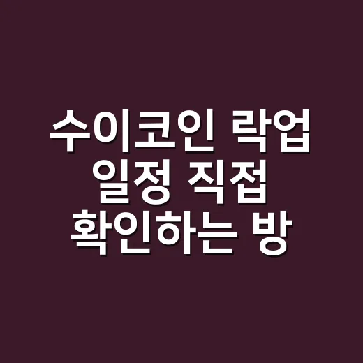 수이코인 락업 일정 직접 확인하는 방법 - 요약