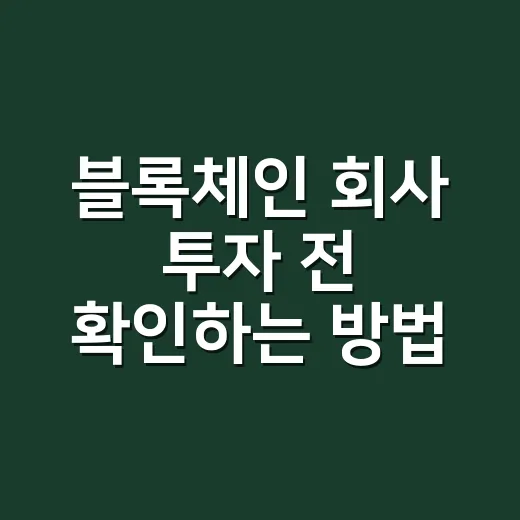 블록체인 회사 투자 전 확인하는 방법 - 요약