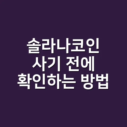 솔라나코인 사기 전에 확인하는 방법 - 요약