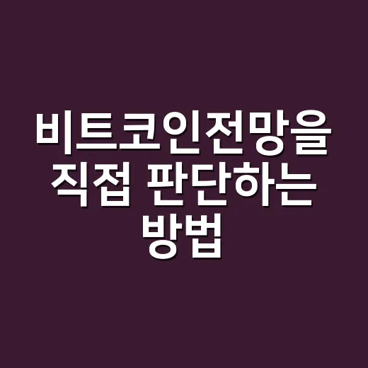 비트코인전망을 직접 판단하는 방법 - 요약