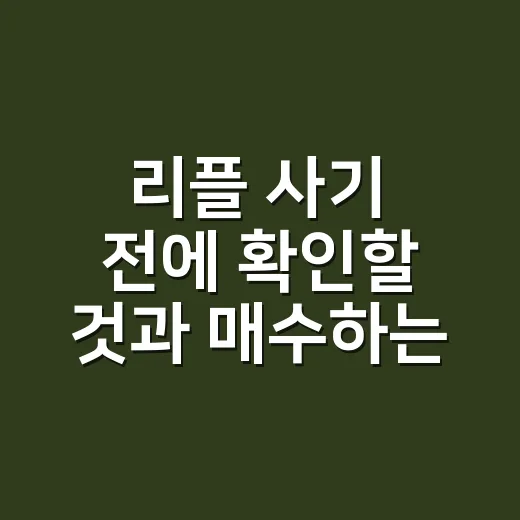 리플 사기 전에 확인할 것과 매수하는 방법 - 요약