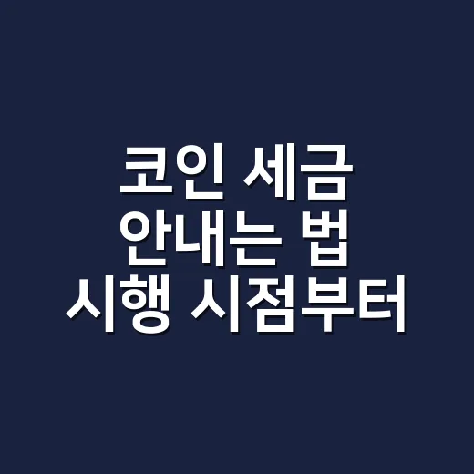 코인 세금 안내는 법 시행 시점부터 확인하기 - 요약