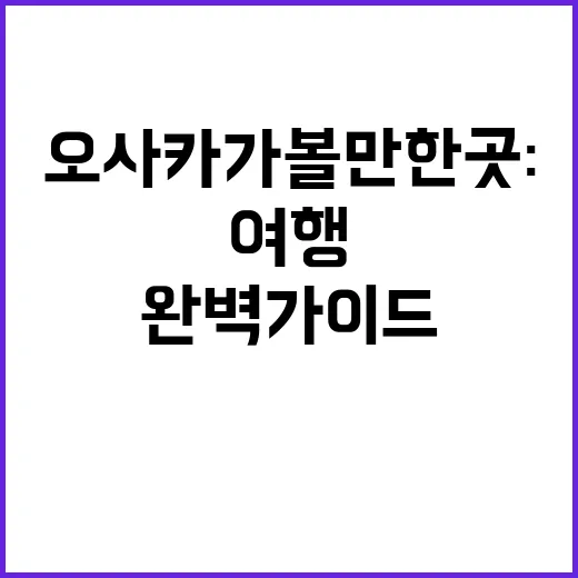 오사카 가볼만한 곳: 여행 초보자를 위한 완벽 가이드