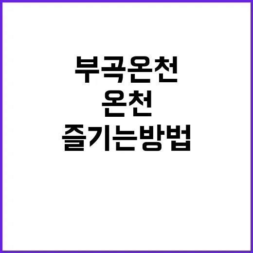 부곡온천을 최대한 즐기는 방법