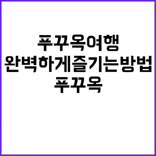 푸꾸옥 여행을 완벽하게 즐기는 방법 - 요약