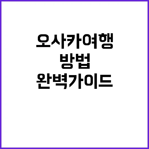 오사카 여행을 최대한 즐기는 방법: 초보자를 위한 완벽 가이드