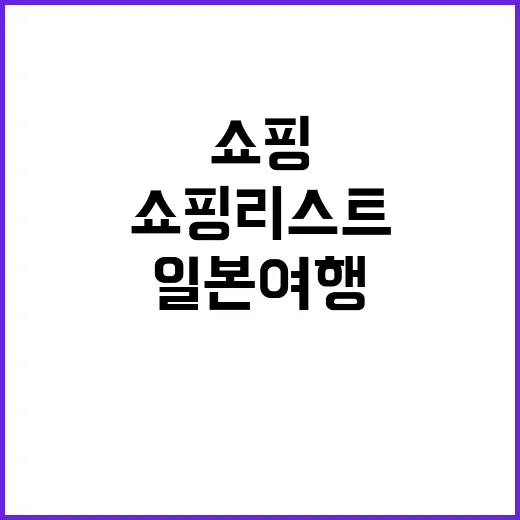 일본 여행 시 꼭 챙겨야 할 쇼핑리스트: 필수 아이템부터 추천 기념품까지