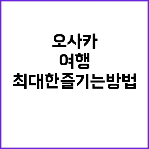 오사카 여행을 최대한 즐기는 방법
