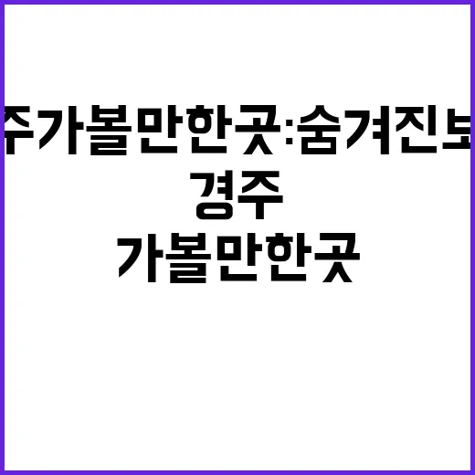 경주 가볼만한 곳: 숨겨진 보석 찾는 방법