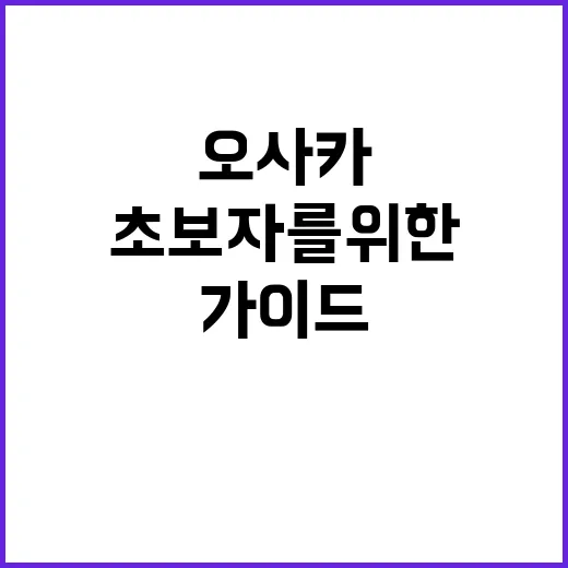 오사카를 완벽히 즐기는 방법: 초보자를 위한 가이드