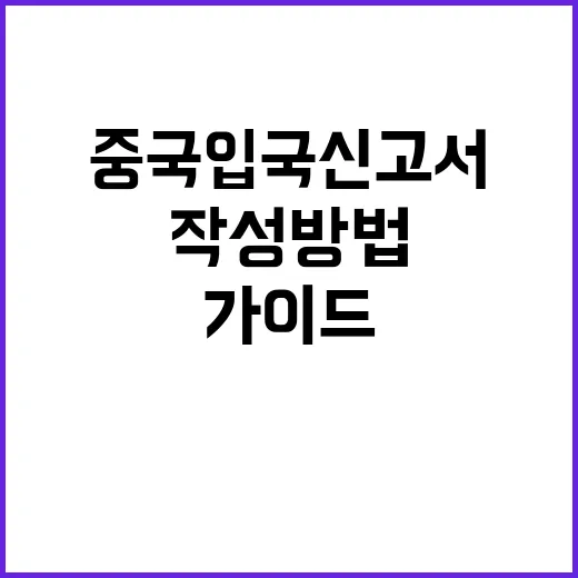 중국 입국신고서 작성 방법: 빠르고 쉬운 가이드