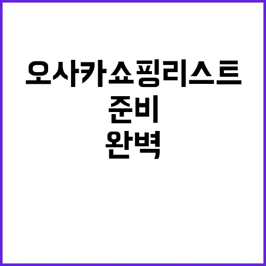 오사카 쇼핑리스트를 완벽하게 준비하는 방법