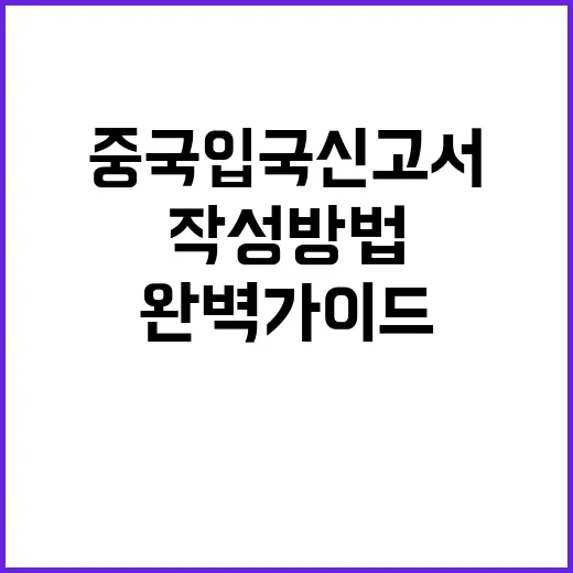 중국 입국신고서 작…
