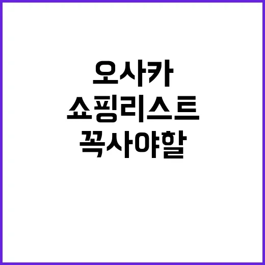 오사카에서 꼭 사야 할 쇼핑리스트 10가지
