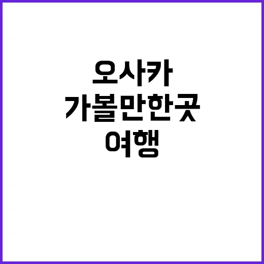 오사카 여행을 완벽하게 즐기는 방법: 가볼만한 곳들을 중심으로