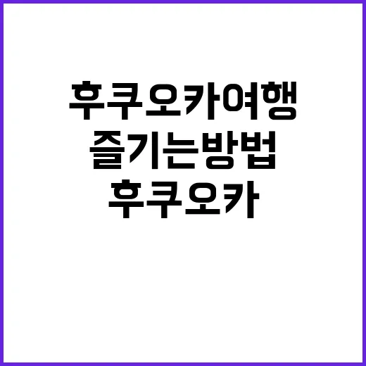후쿠오카 여행을 최대한 즐기는 방법