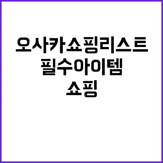 오사카 쇼핑리스트를 완성하는 방법: 필수 아이템과 쇼핑 명소