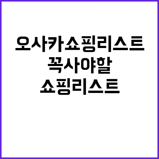 오사카 쇼핑리스트: 현지에서 꼭 사야 할 아이템들