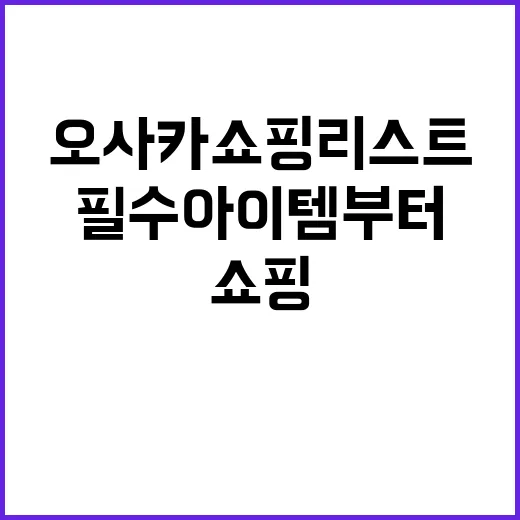 오사카 쇼핑리스트를 완성하는 방법: 필수 아이템부터 숨겨진 보석까지