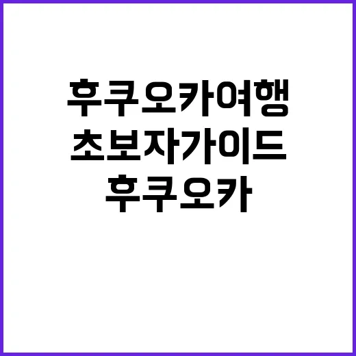 후쿠오카 여행을 만끽하는 방법, 초보자 가이드