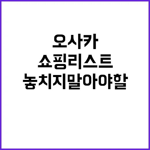 오사카 여행 중 놓치지 말아야 할 쇼핑리스트