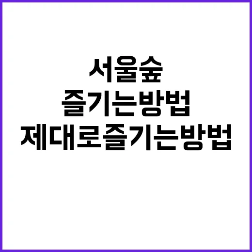서울숲을 제대로 즐기는 방법, 이렇게 해보세요