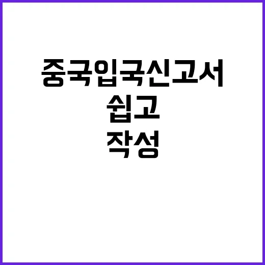 중국 입국신고서 작…