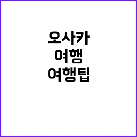 처음 가보는 오사카, 놓치기 싫은 여행 팁