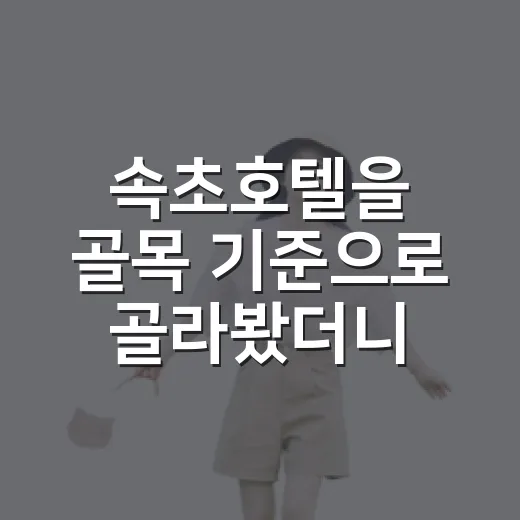 속초호텔을 골목 기준으로 골라봤더니, 바다가 조금 다르게 보였다 - 요약