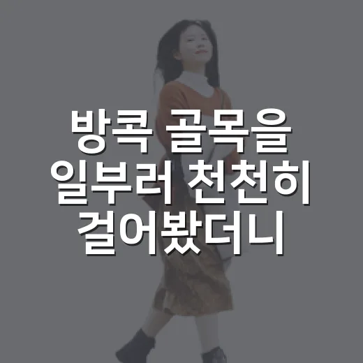 방콕 골목을 일부러 천천히 걸어봤더니 보인 태국여행의 다른 얼굴 - 요약