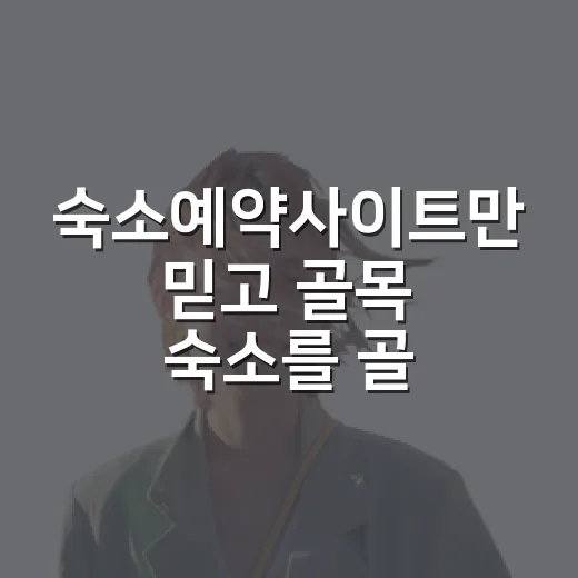 숙소예약사이트만 믿고 골목 숙소를 골라봤더니 보인 것들 - 요약