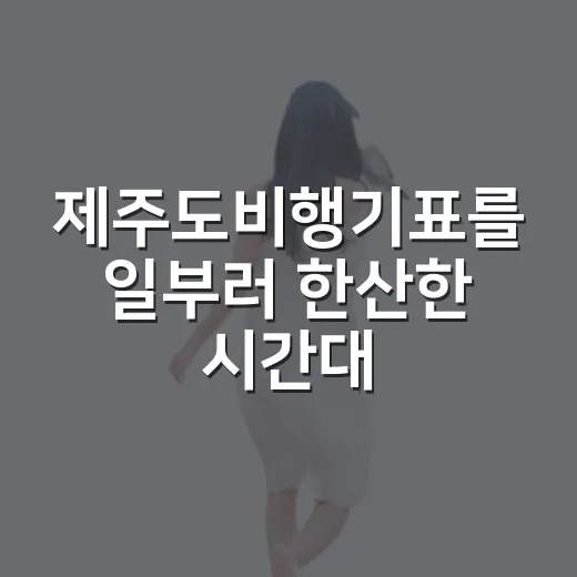 제주도비행기표를 일부러 한산한 시간대로 끊어봤더니 보인 것들 - 요약