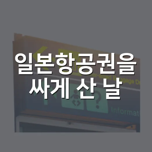일본항공권을 싸게 산 날, 목적지를 바꿨더니 여행이 조용해졌다 - 요약